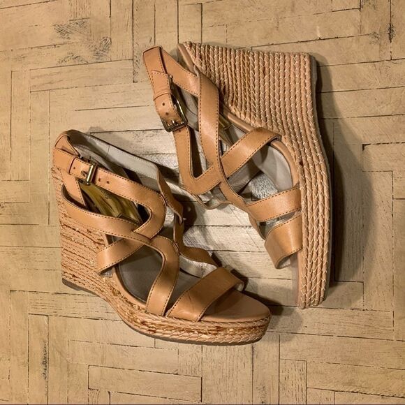 MICHAEL Kors Tan Strappy Wedge Sandals Size 9 - Picture 4 of 12